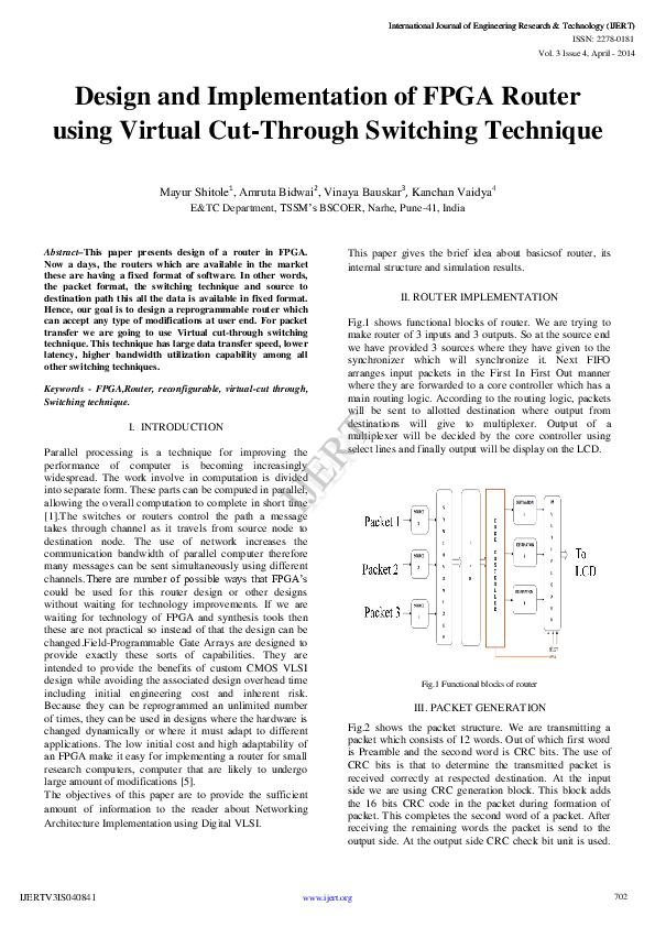(PDF) Design and Implementation of FPGA Router using Virtual Cut ...