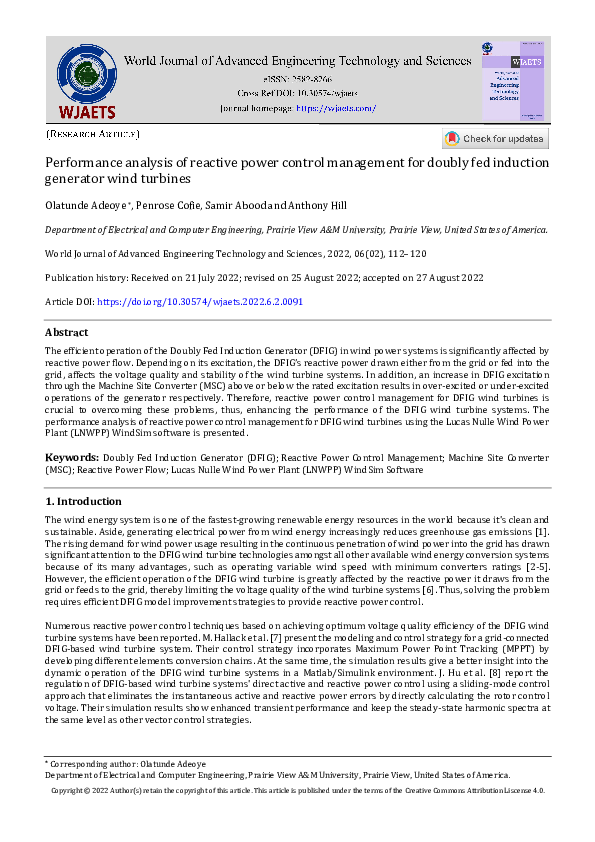 (PDF) Performance analysis of reactive power control management for ...