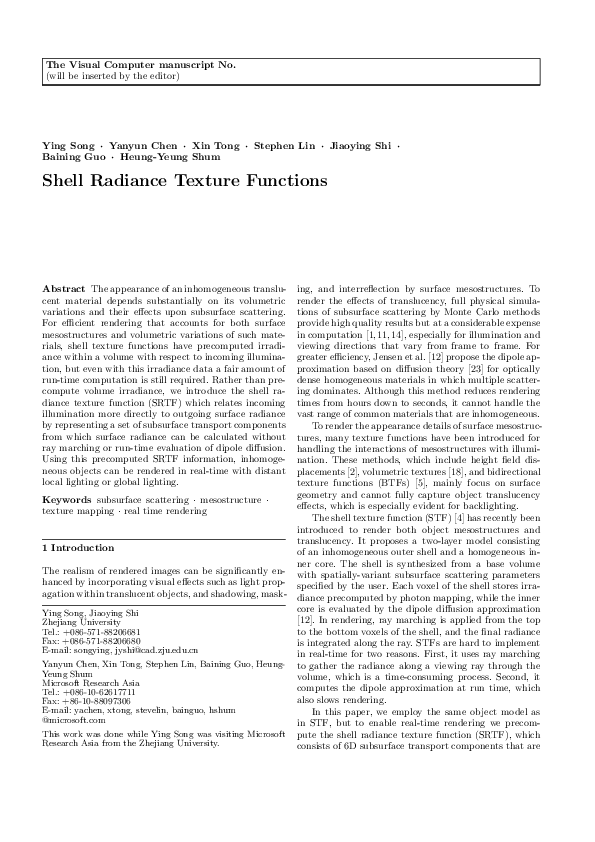 (PDF) Shell radiance texture functions