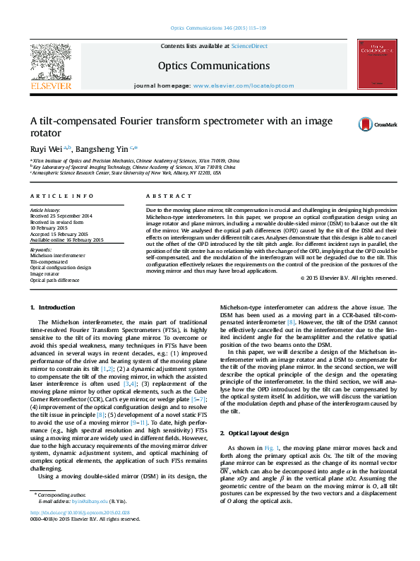 (PDF) A tilt-compensated Fourier transform spectrometer with an image ...