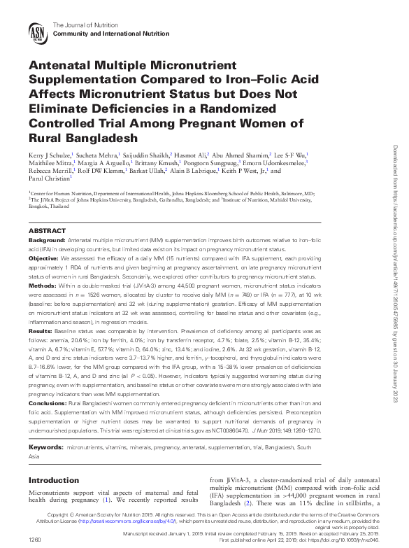 (PDF) Antenatal Multiple Micronutrient Supplementation Compared to Iron ...
