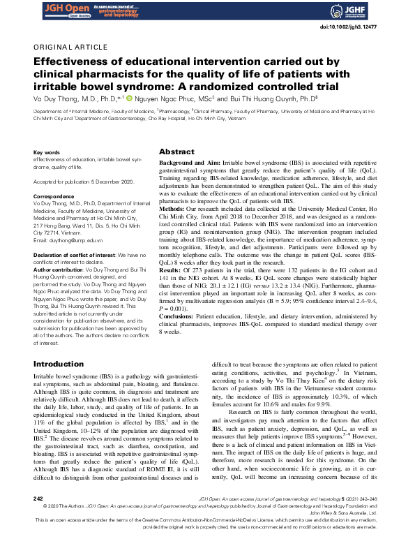 (PDF) Effectiveness of educational intervention carried out by clinical ...