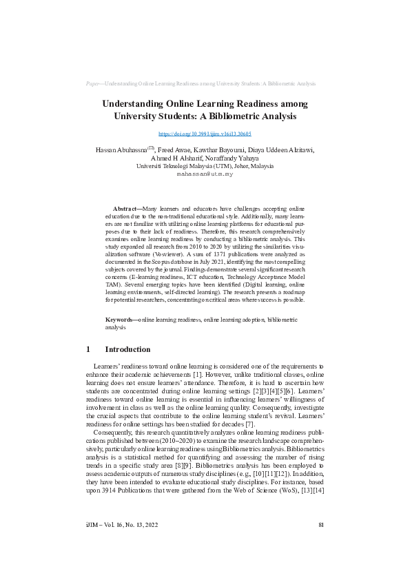 (PDF) Understanding Online Learning Readiness among University Students ...