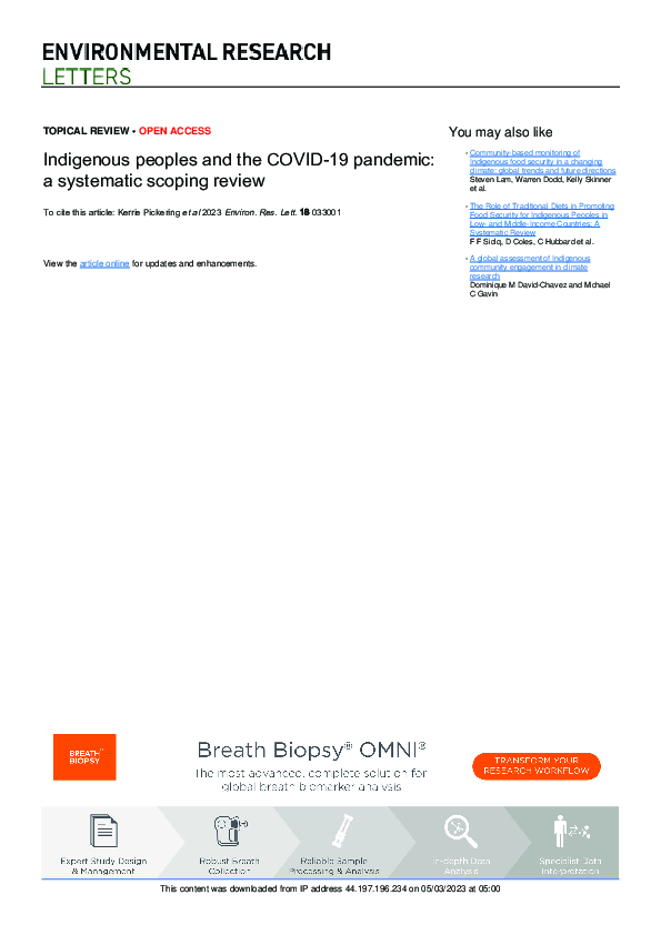 (PDF) Indigenous peoples and the COVID-19 pandemic: a systematic ...