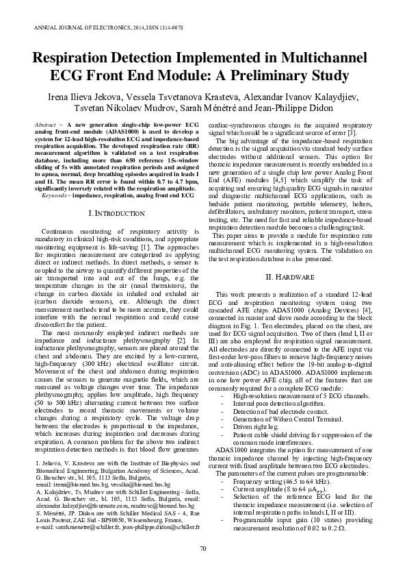 (PDF) Respiration Detection Implemented in Multichannel ECG Front End ...