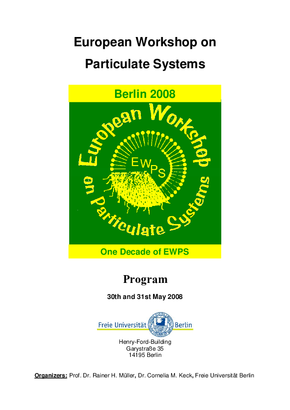 (PDF) European Workshop on Particulate Systems Berlin 2008 One Decade ...