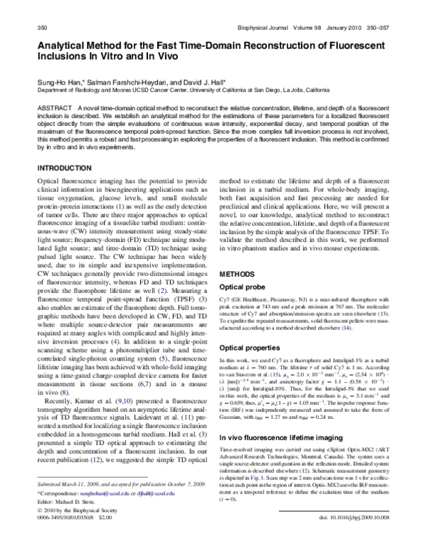 (PDF) Analytical Method for the Fast Time-Domain Reconstruction of ...