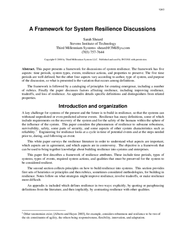 (PDF) 11.2.2 A Framework for System Resilience Discussions