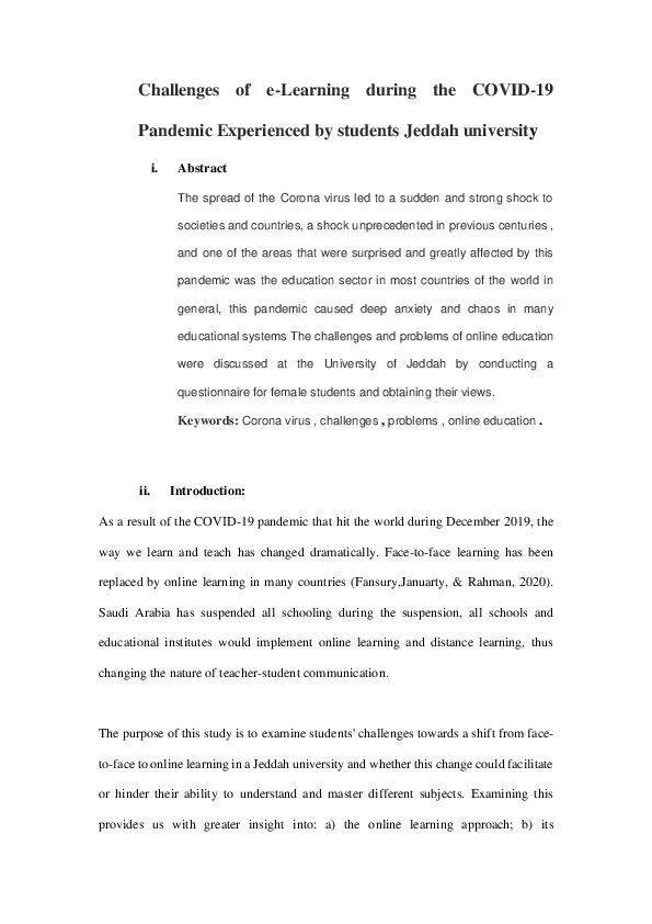 (PDF) Challenges of e-Learning during the COVID-19 Pandemic Experienced ...