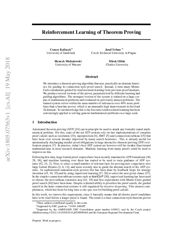 (PDF) Reinforcement Learning of Theorem Proving
