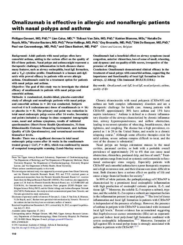 (PDF) Omalizumab is effective in allergic and nonallergic patients with ...