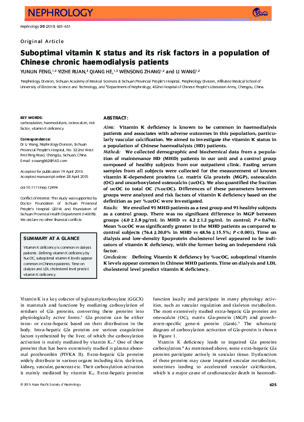 (PDF) Suboptimal Vitamin K Status and Its Risk Factors in a population ...