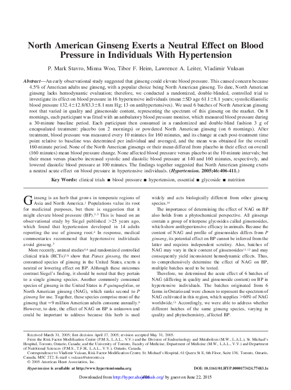 (PDF) North American Ginseng Exerts a Neutral Effect on Blood Pressure ...