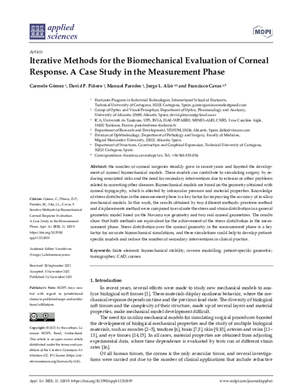 (PDF) Iterative Methods for the Biomechanical Evaluation of Corneal ...