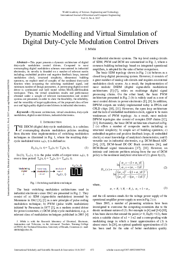 (PDF) Dynamic Modelling And Virtual Simulation Of Digital Duty-Cycle ...
