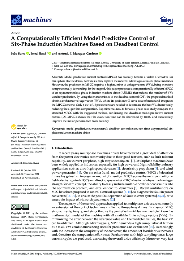 (PDF) A Computationally Efficient Model Predictive Control of Six-Phase ...