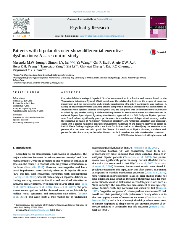 (PDF) Patients with bipolar disorder show differential executive ...