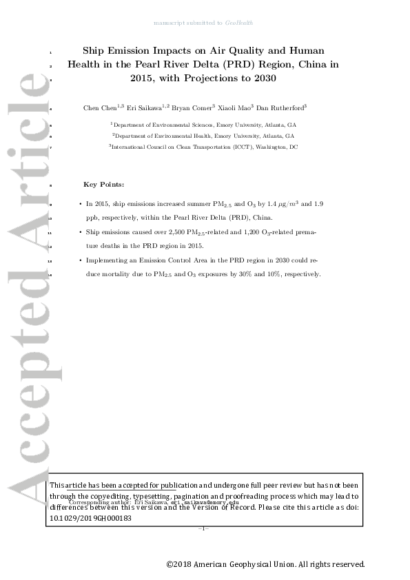 (PDF) Ship Emission Impacts on Air Quality and Human Health in the ...