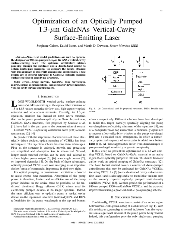(PDF) Optimization of an optically pumped 1.3-μm GaInNAs vertical ...