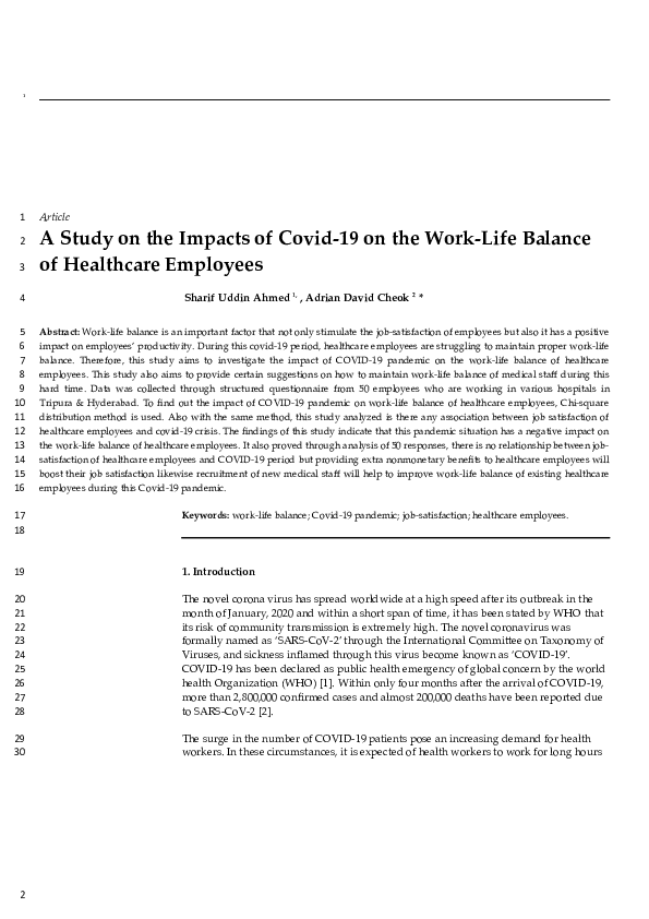 (DOC) A Study on the Impacts of Covid-19 on the Work-Life Balance of ...