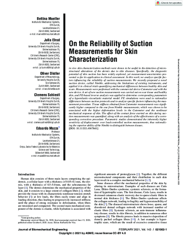 (PDF) On the Reliability of Suction Measurements for Skin Characterization