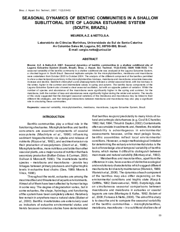(PDF) Seasonal dynamics of benthic communities in a shallow sublitoral ...