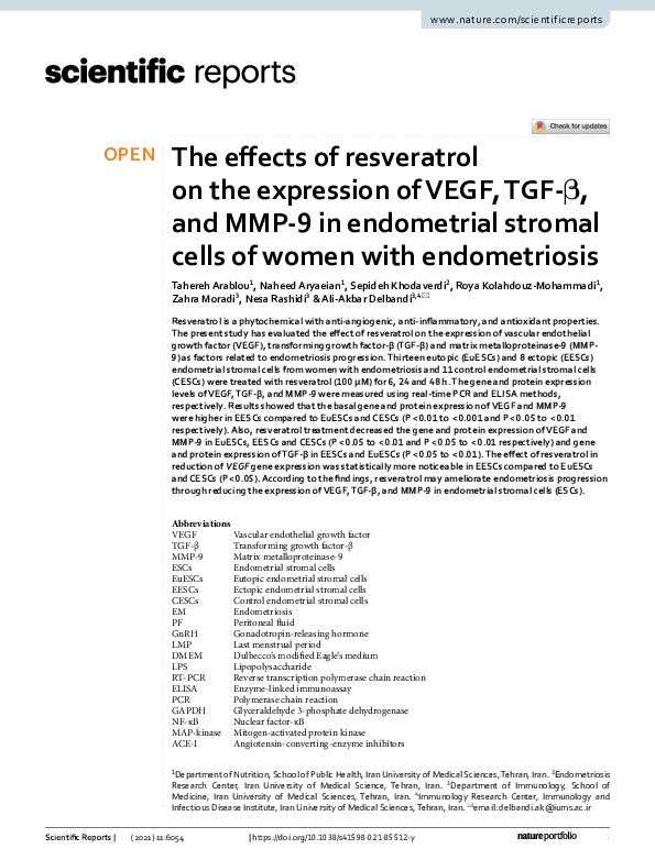 (PDF) The effects of resveratrol on the expression of VEGF, TGF-β, and ...