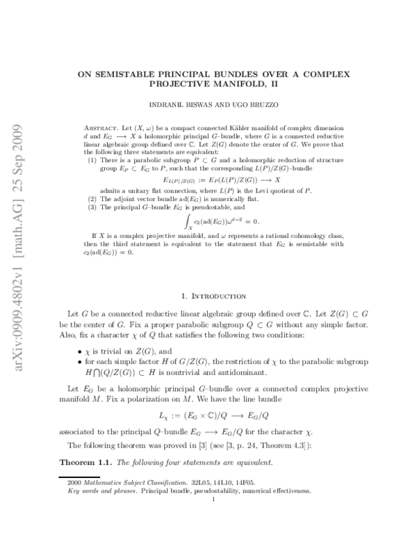 (PDF) On semistable principal bundles over a complex projective ...