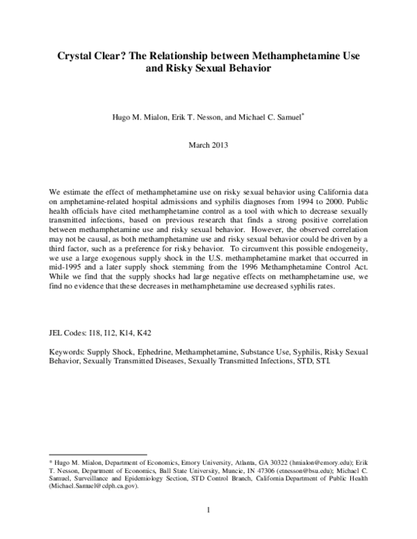 (PDF) Crystal Clear? The Relationship between Methamphetamine Use and ...
