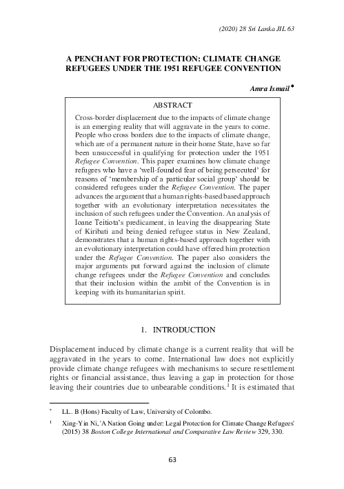 (PDF) A PENCHANT FOR PROTECTION: CLIMATE CHANGE REFUGEES UNDER THE 1951 ...