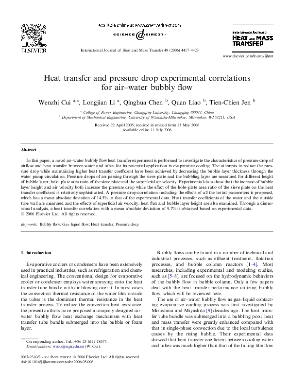 (PDF) Heat transfer and pressure drop experimental correlations for air ...