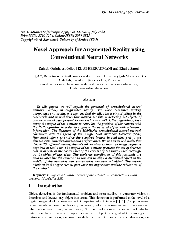 (PDF) Novel Approach for Augmented Reality using Convolutional Neural ...