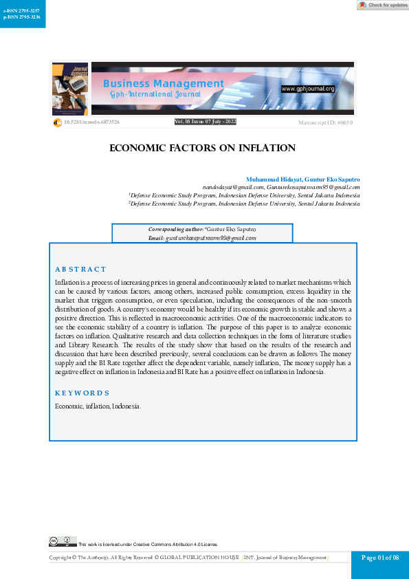 (PDF) Economic Factors on Inflation