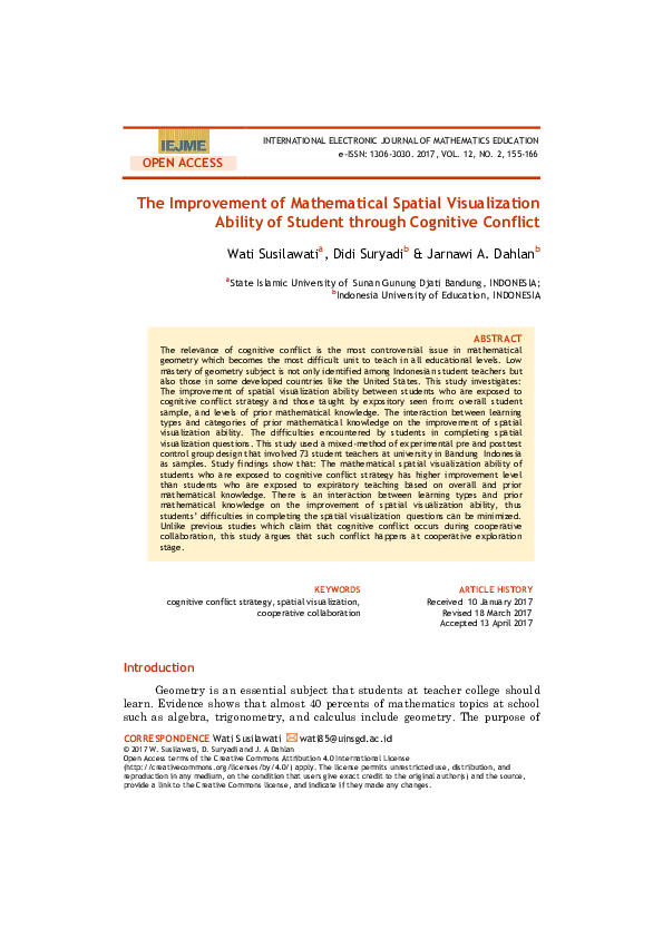 (PDF) The Improvement of Mathematical Spatial Visualization Ability of ...