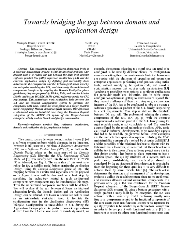 (PDF) Towards Bridging the Gap between Domain and Application Design