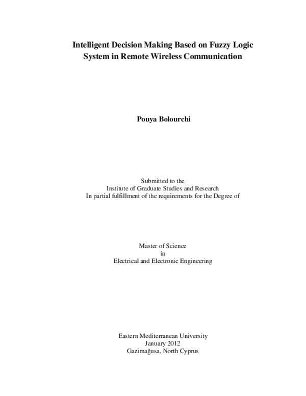 (PDF) Intelligent Decision Making Based on Fuzzy Logic System in Remote ...