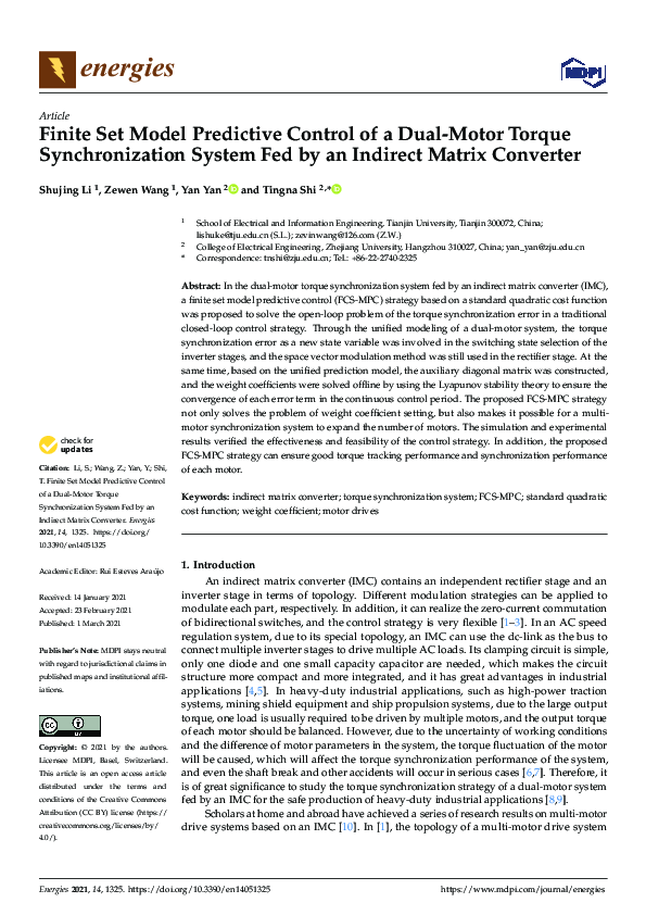 (PDF) Finite Set Model Predictive Control of a Dual-Motor Torque ...