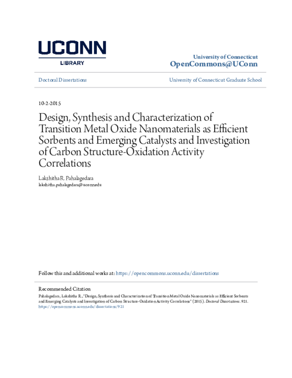 (PDF) Design, Synthesis and Characterization of Transition Metal Oxide ...