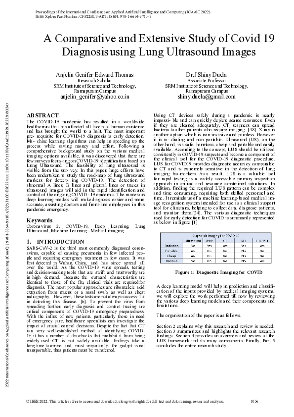 (PDF) A Comparative and Extensive Study of Covid 19 Diagnosis using ...