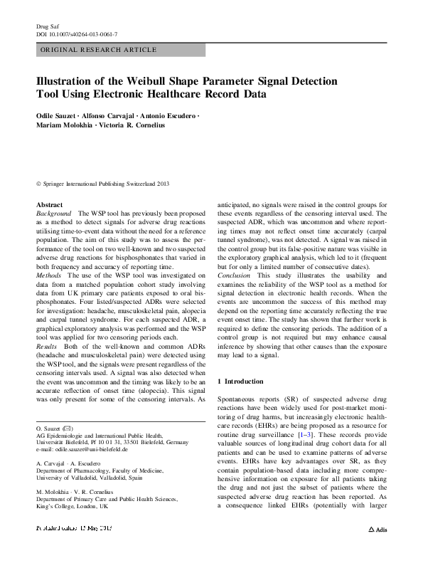 (PDF) Illustration of the Weibull Shape Parameter Signal Detection Tool ...
