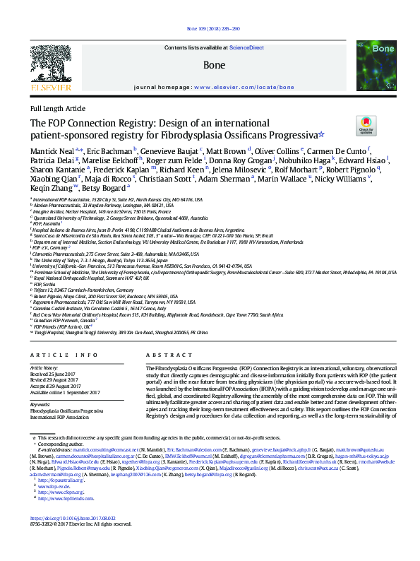(PDF) The FOP Connection Registry: Design of an international patient ...