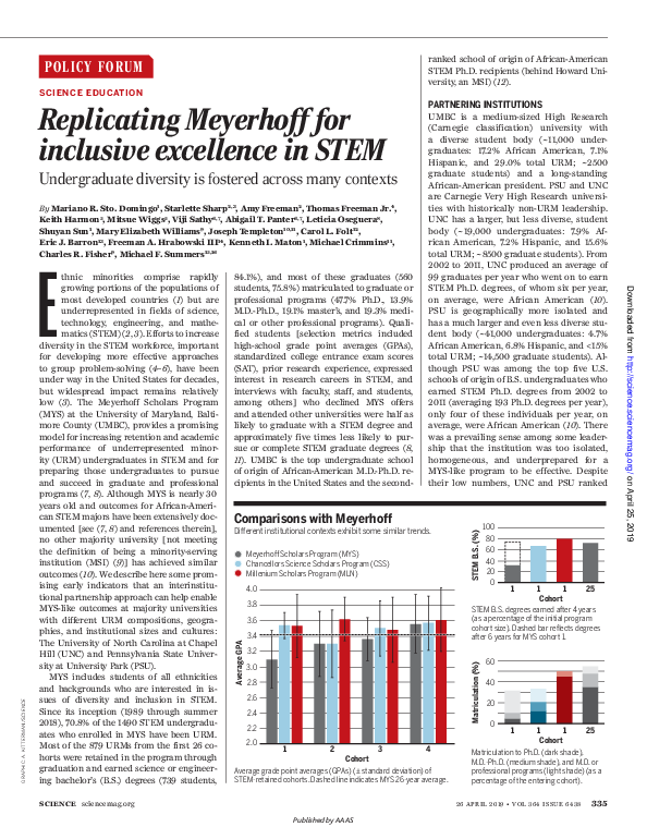 (PDF) Replicating Meyerhoff for inclusive excellence in STEM