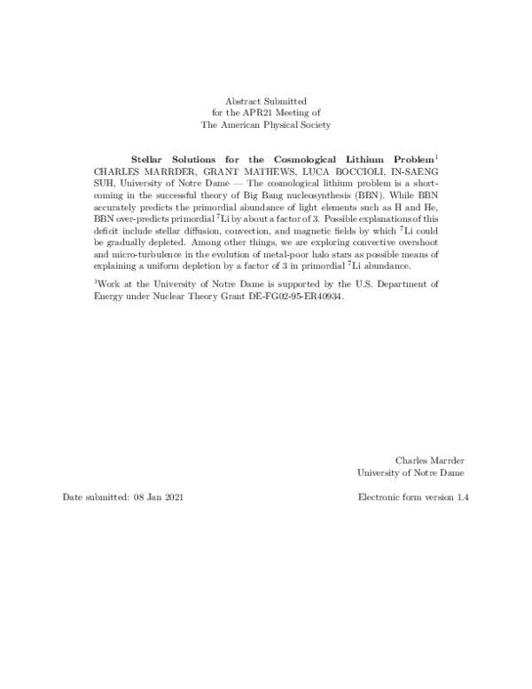 (PDF) Stellar Solutions for the Cosmological Lithium Problem