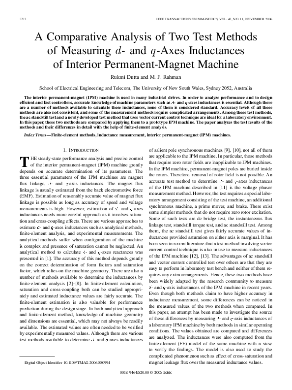 (PDF) A Comparative Analysis of Two Test Methods of Measuring$d$- and$q ...