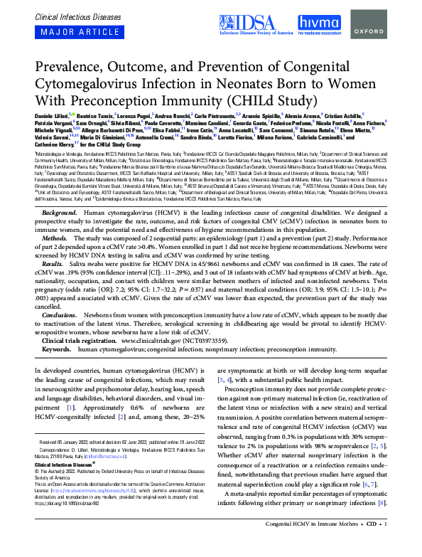 (PDF) Prevalence, Outcome, and Prevention of Congenital Cytomegalovirus ...