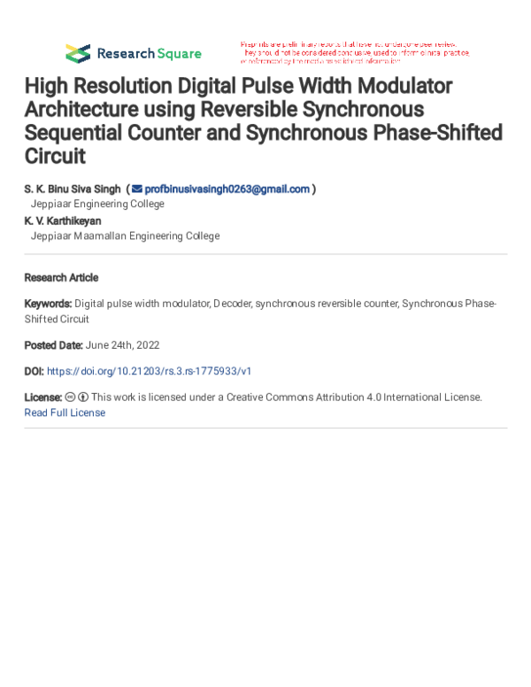 (PDF) High Resolution Digital Pulse Width Modulator Architecture using ...