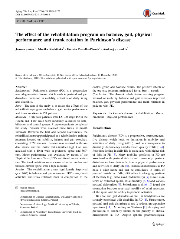 (PDF) The effect of the rehabilitation program on balance, gait ...