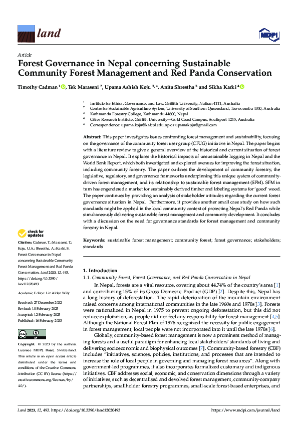 (PDF) Forest Governance in Nepal concerning Sustainable Community ...