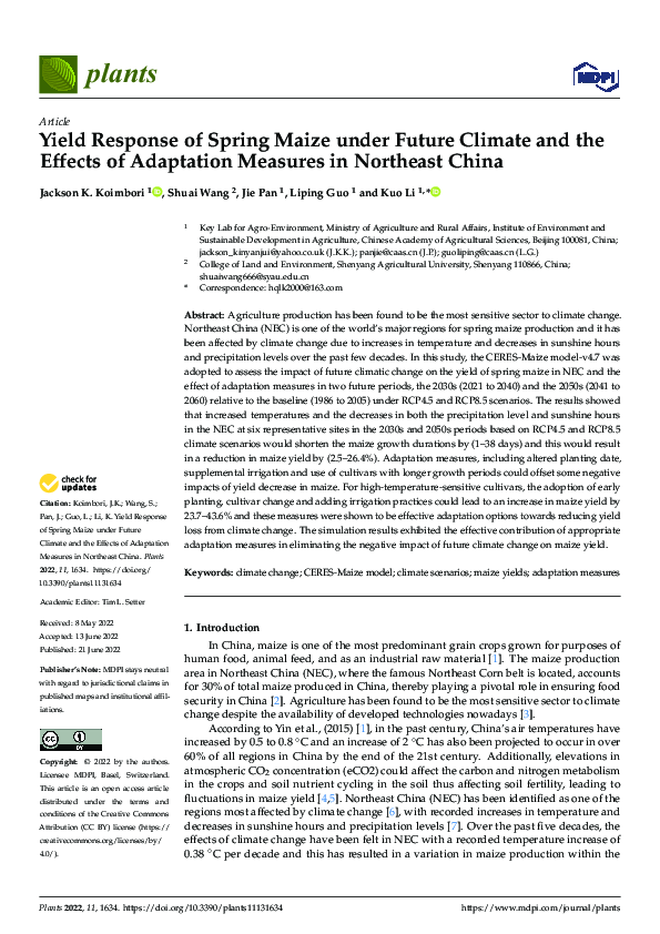 (PDF) Yield Response of Spring Maize under Future Climate and the ...