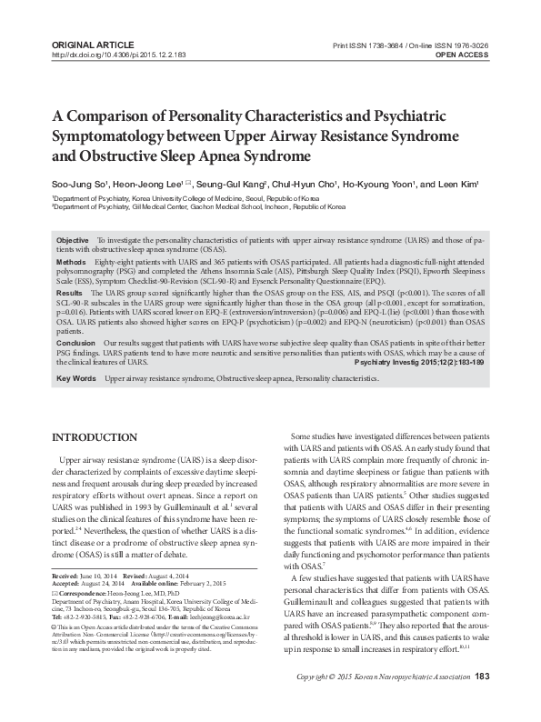 (PDF) A Comparison of Personality Characteristics and Psychiatric ...